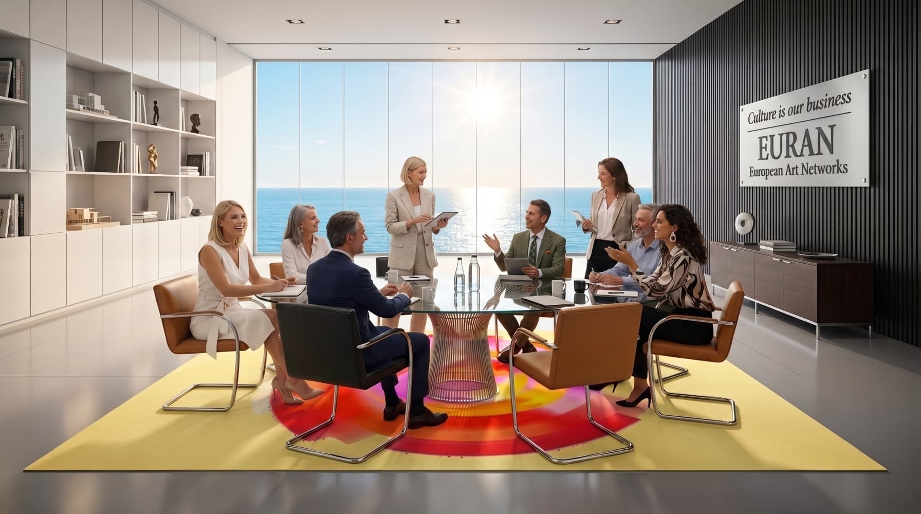 Professionals discussing an EURAN project in a maritime setting